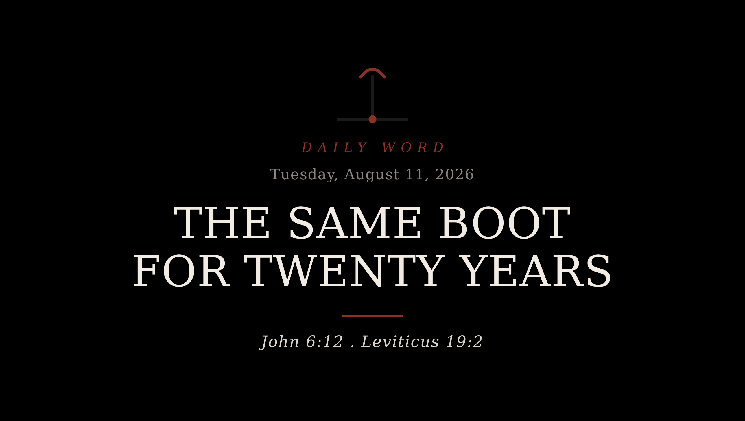 The Same Boot for Twenty Years Daily Word card for Tuesday, August 11, 2026