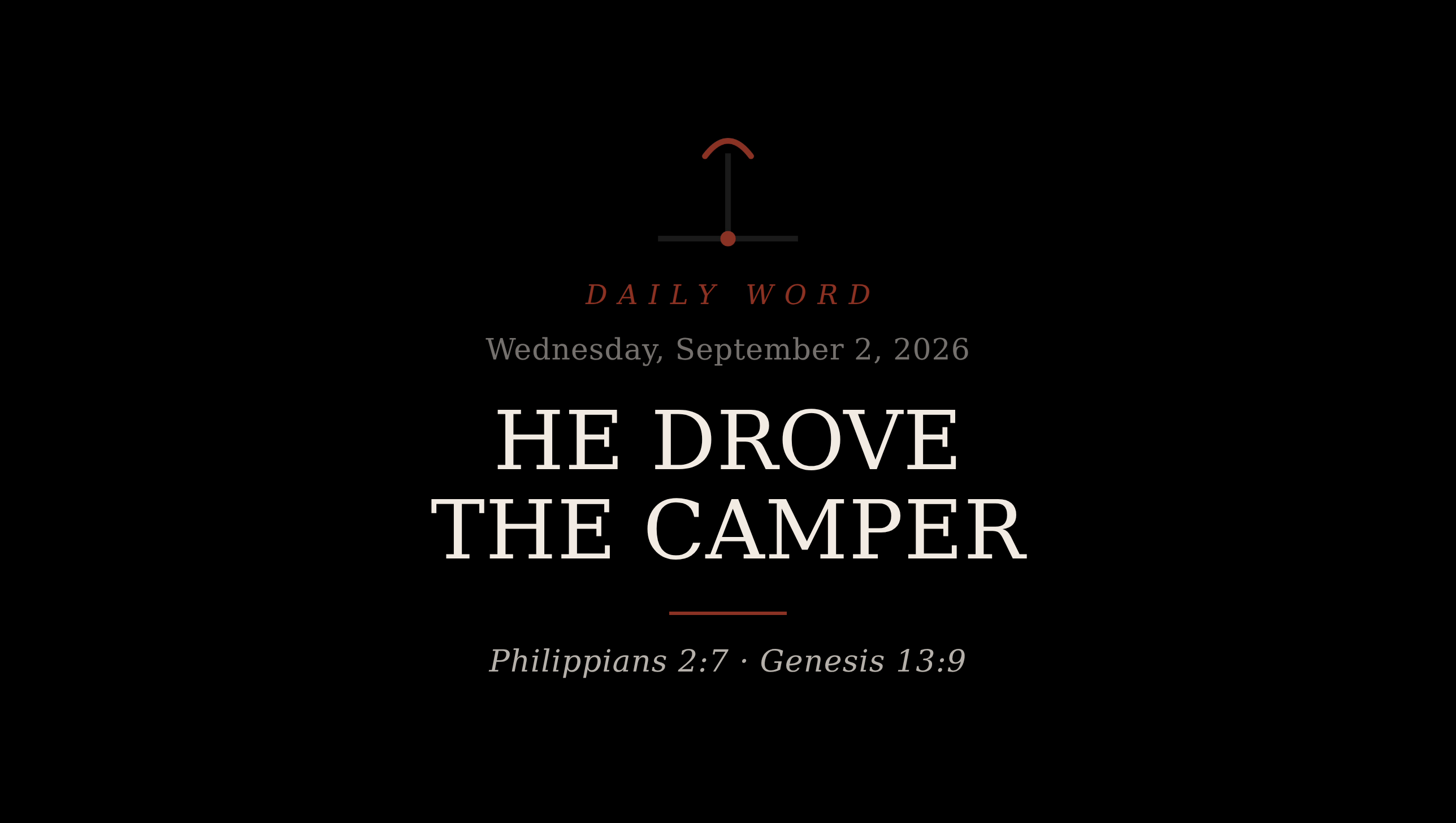 He Drove the Camper Daily Word card for Wednesday, September 2, 2026