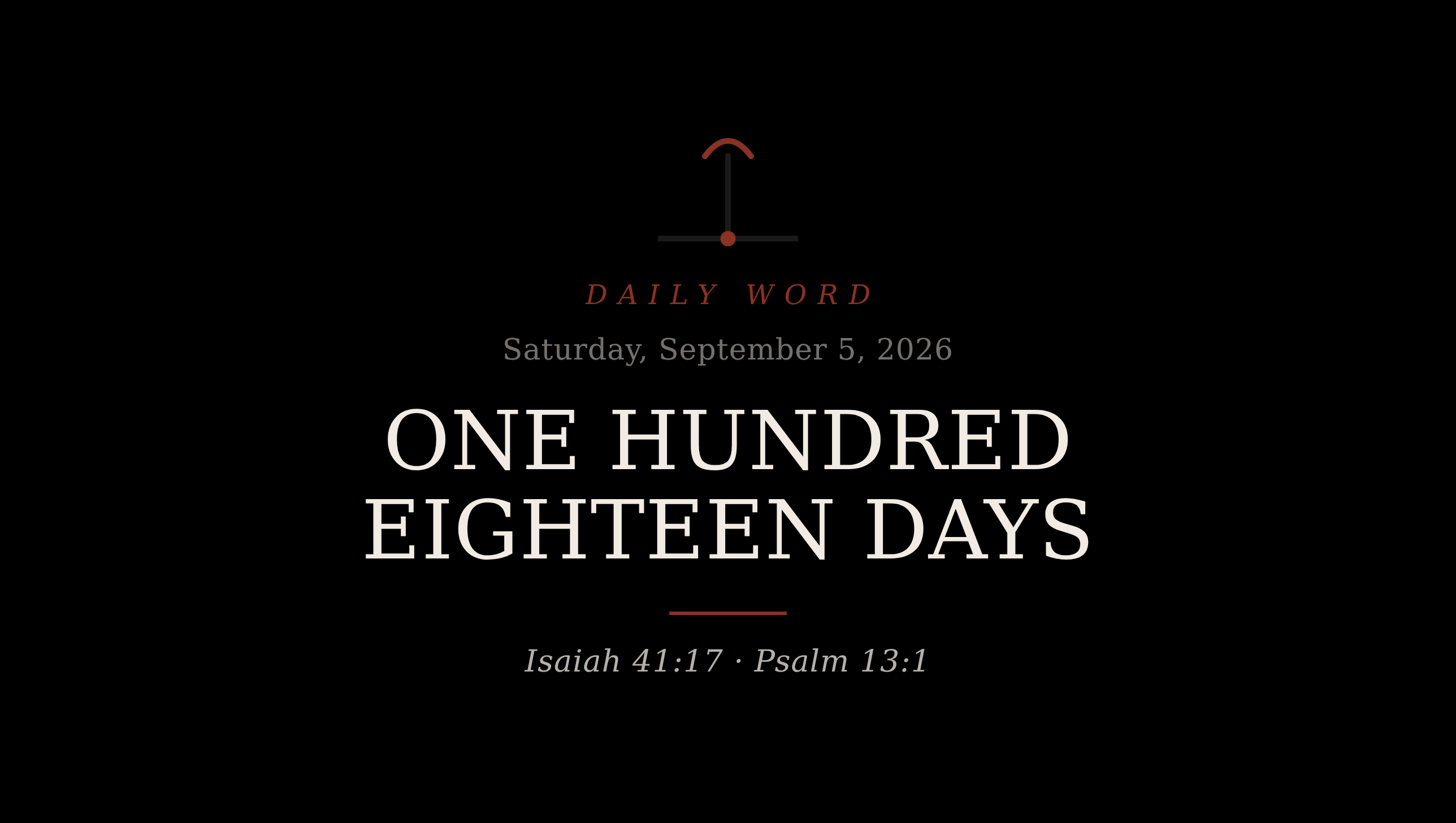 One Hundred Eighteen Days Daily Word card for Saturday, September 5, 2026