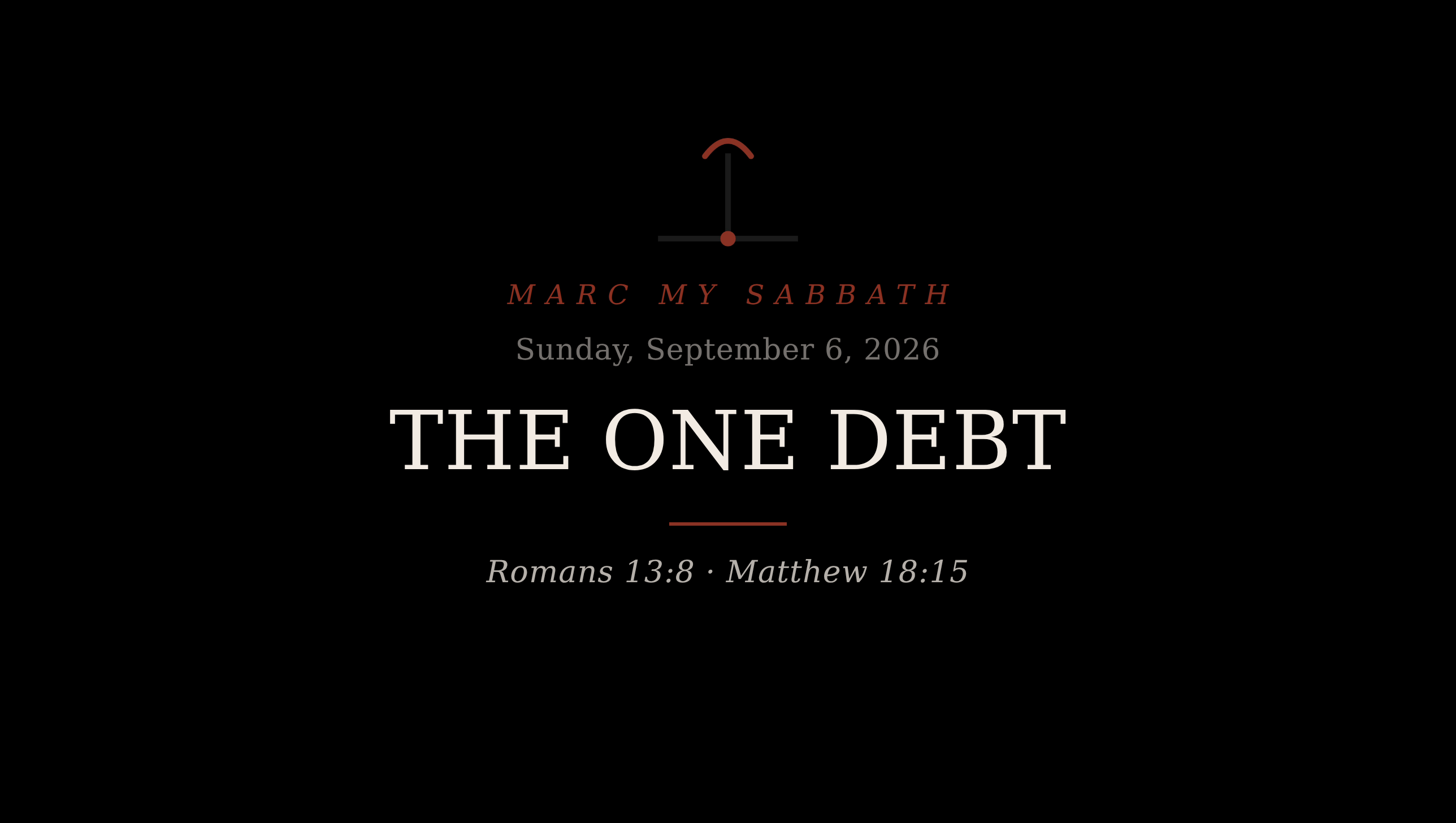 The One Debt Sabbath card for Sunday, September 6, 2026